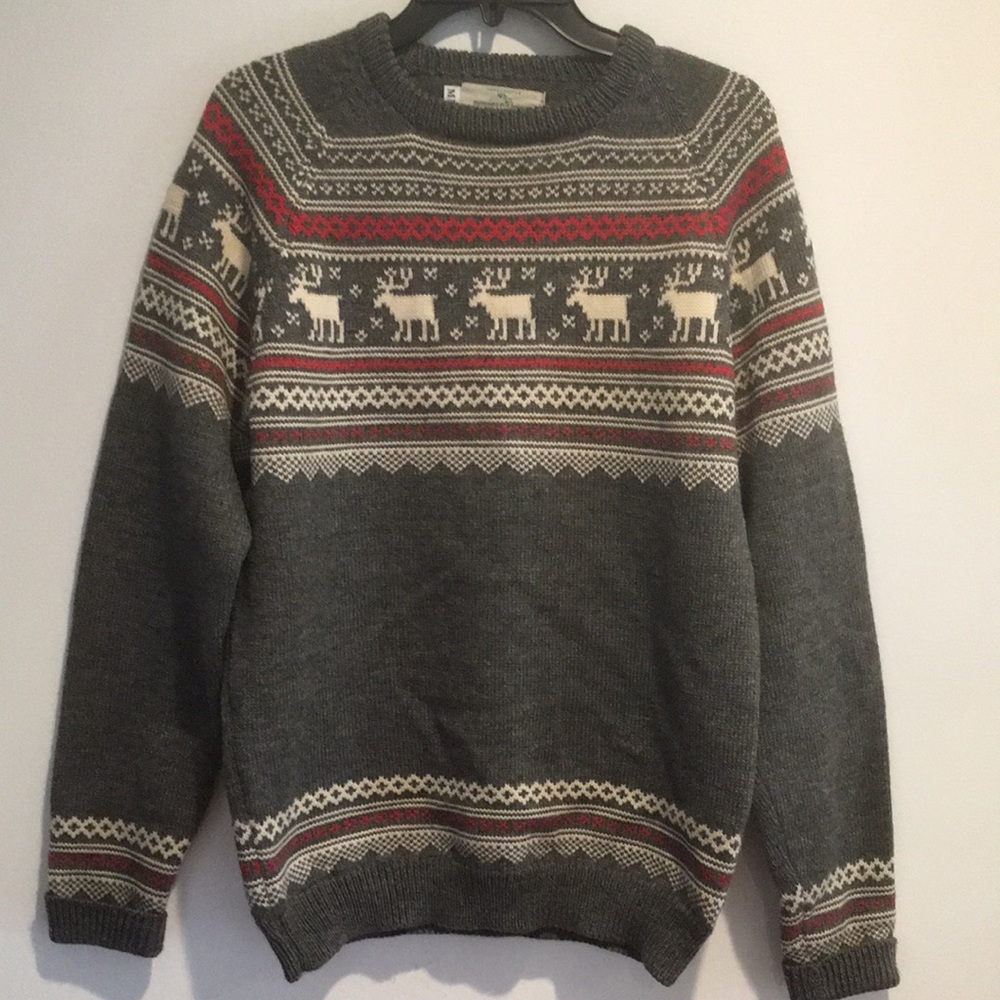 VTG Stowe Woolens Handcrafted Wool Fair Isle Nordic Ski Holiday Sweater Unisex M